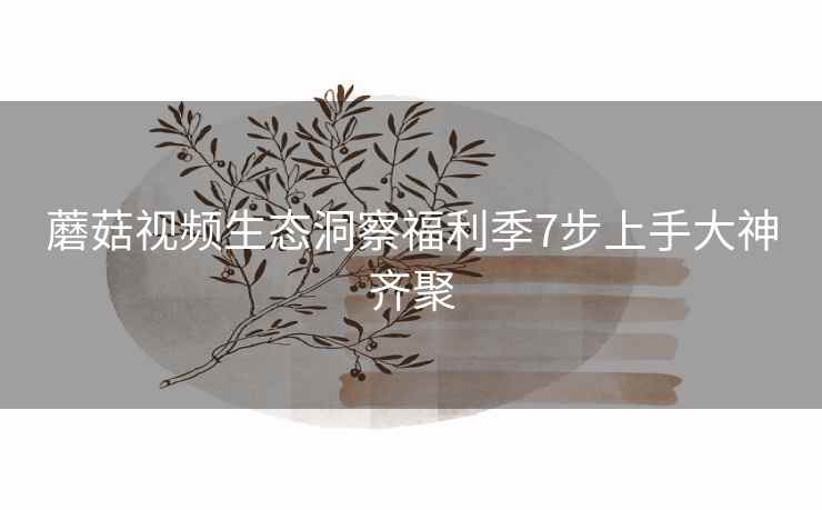 蘑菇视频生态洞察福利季7步上手大神齐聚  第2张